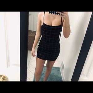 Black dress with silver + gold square details